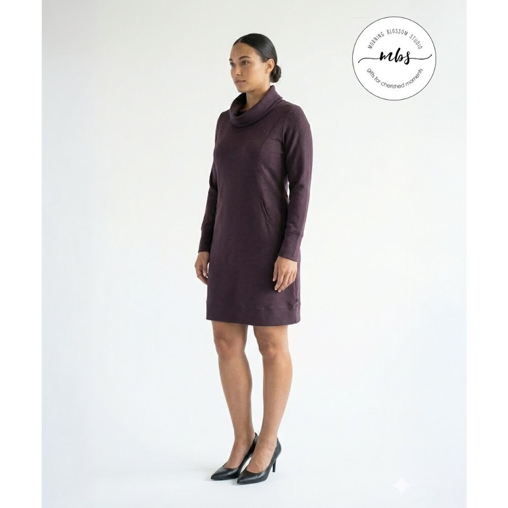 Merrell Indira Geometric Cowlneck Double Geo Pocket Mini Dress Purple Women XL